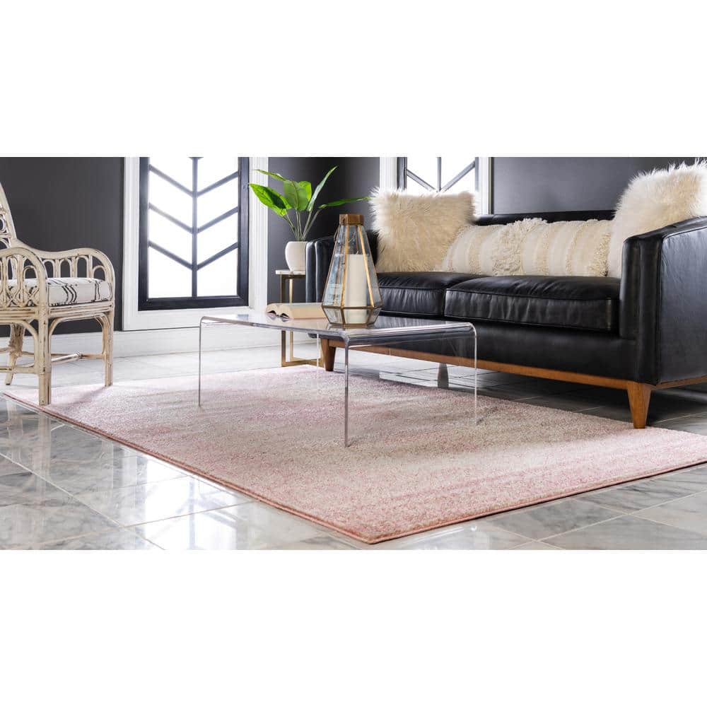 Pink Medallion 9' x 12' Stain-Resistant Synthetic Area Rug