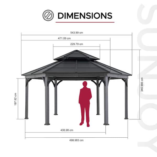 Sunjoy 15 ft. x 18 ft.Ashland Hexagon Hardtop Gazebo A102009720