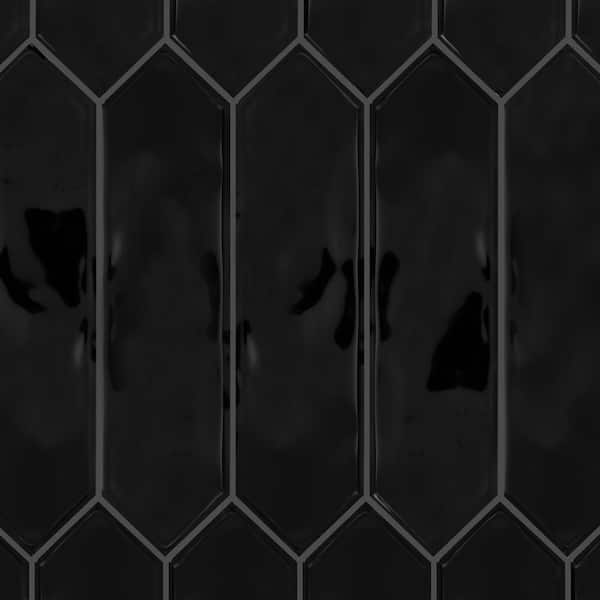 LuxeCraft Black Glossy 3 in. x 12 in. Glazed Ceramic Picket Wall Tile (528 sq. ft./Pallet)