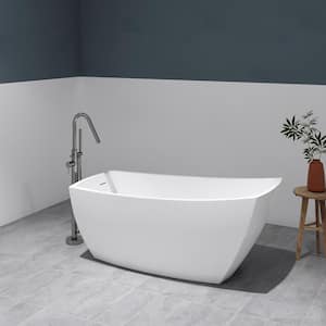 Yori 67 in. x 31 in. Rectangular Soaking Bathtub with End Drain in Glossy White
