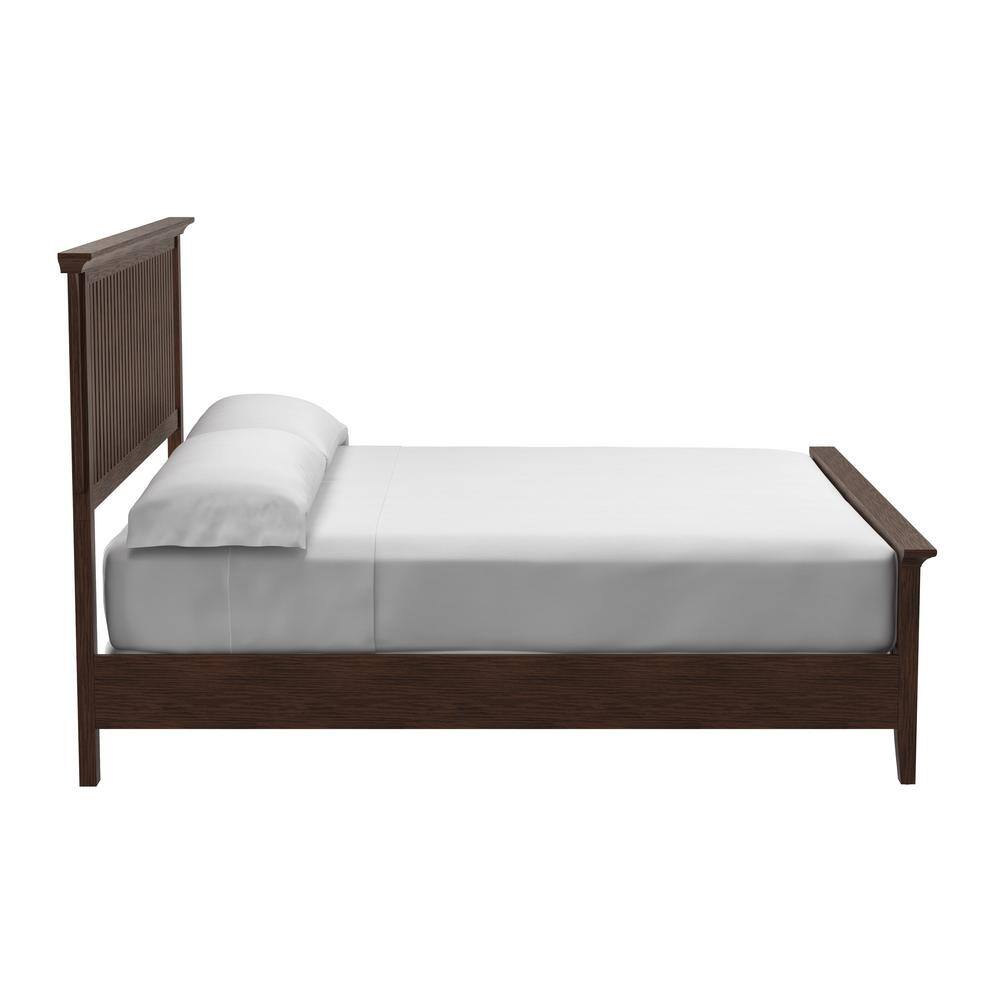 Vintage Oak Queen Mission Style Bed with Wood Frame