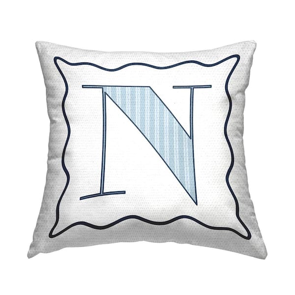 Stupell Industries Polka Dot Blue Letter N Square Outdoor Throw Pillow