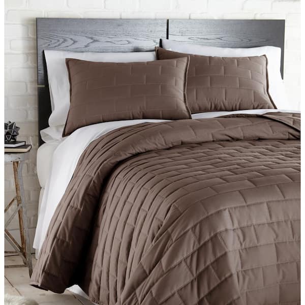 Southshore Fine Linens Brickyard Brown Twin Microfiber Quilt and Sham Set