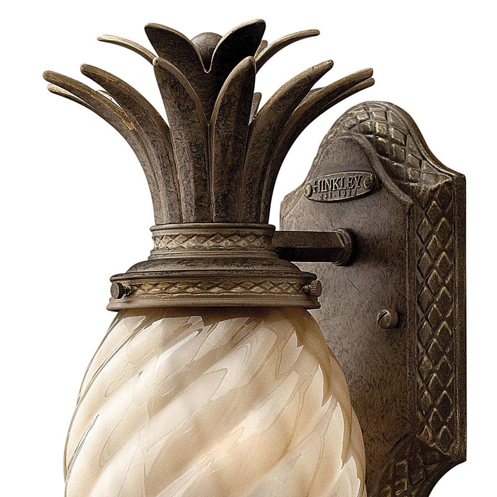 Plantation Pearl Bronze Dimmable Outdoor Sconce with Amber Optic Glass