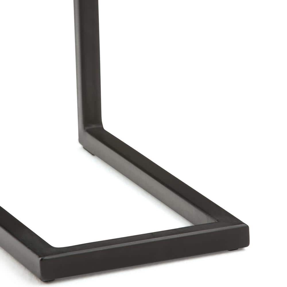 Modern Industrial Cognac Brown Mango Wood and Metal C-Side Table