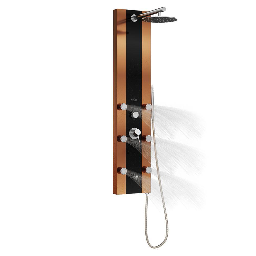 Rio Black and Bronze Stainless Steel Shower Panel with Rain Showerhead