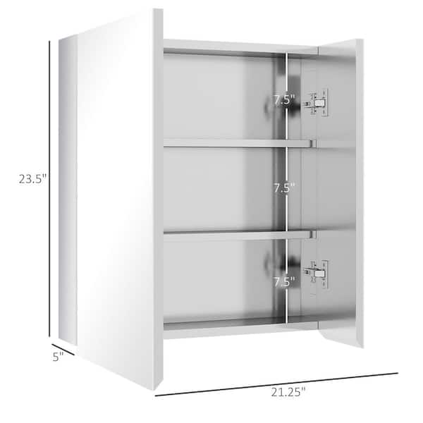 21.25 in. W x 23.5 in. H Rectangular Frameless Medicine Cabinet with Mirror and Three Shelves