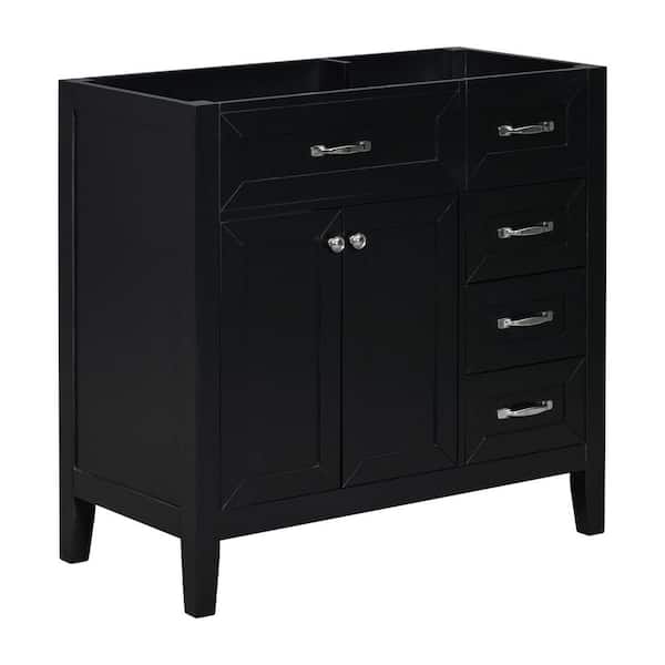 36 in. Solid Frame and MDF Board Bath Vanity Cabinet without Top in Black