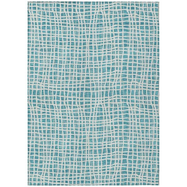 Chantille Machine Washable Indoor/Outdoor Abstract ACN729 Teal 2 ft. 6 in. x 3 ft. 10 in. Area Rug