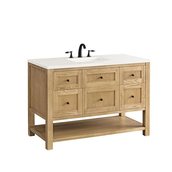 Breckenridge 48.0 in. W x 23.5 in. D x 34.2 in. H Bathroom Vanity in Light Oak with White Zeus Quartz Top