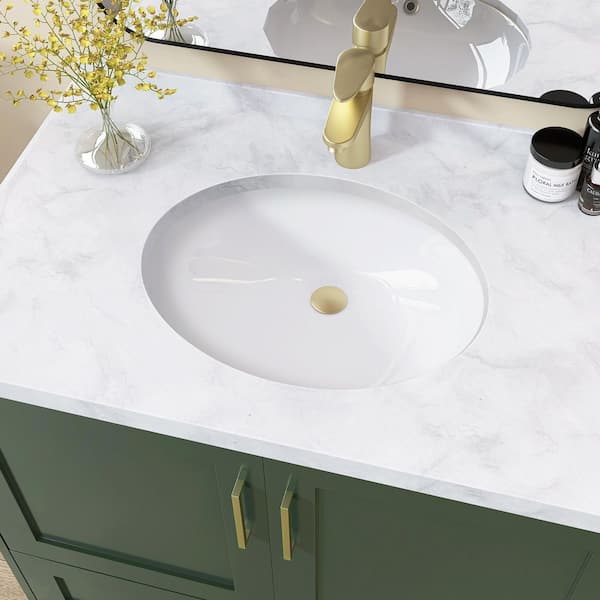 Zeafive 20 in. Undermount Oval U-shape Bathroom Sink with Overflow