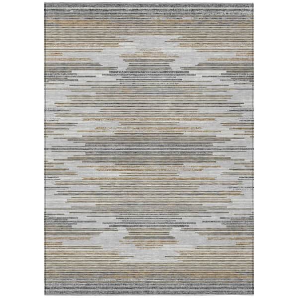 Chantille Machine Washable Indoor/Outdoor Abstract ACN2999 Silver 10 ft. x 14 ft. Area Rug