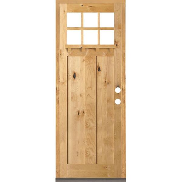 Krosswood Doors 36 in. x 96 in. Craftsman Knotty Alder Clear 6-Lite ...