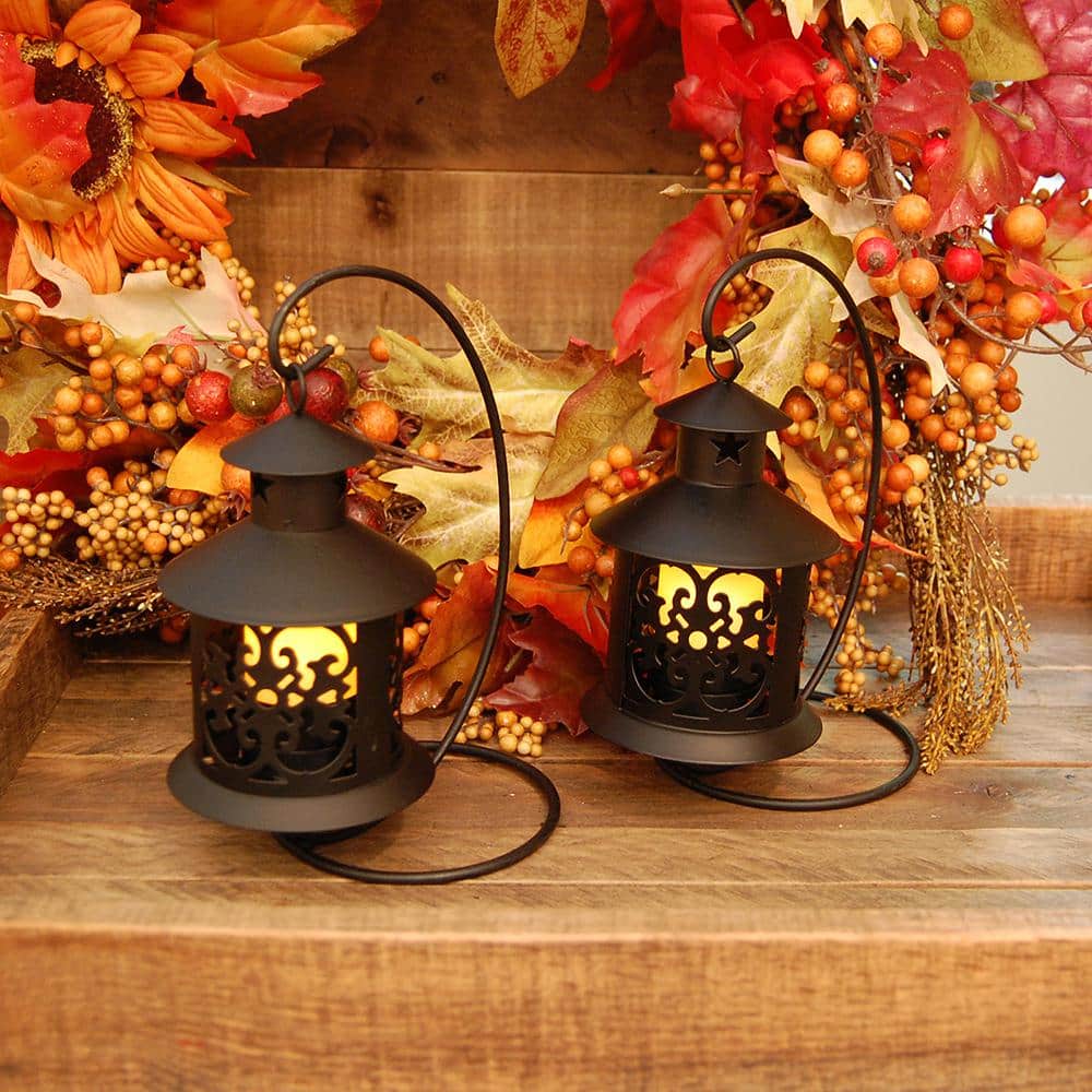 Bohemian Farmhouse Warm Black Metal Tabletop Lantern