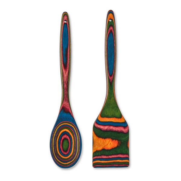 Rainbow 2 Pieces Pakkawood Spoon and Turner Set