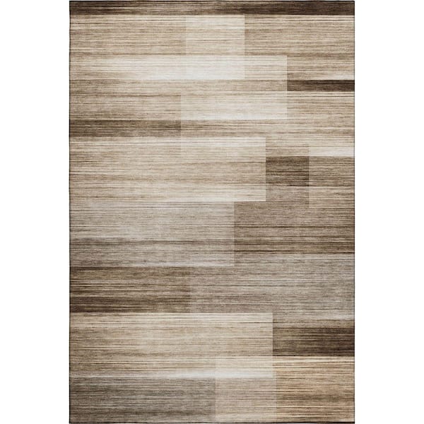 Mayfield Premium Machine Washable Abstract AMF2082 Brown 3 ft. x 4 ft. Area Rug