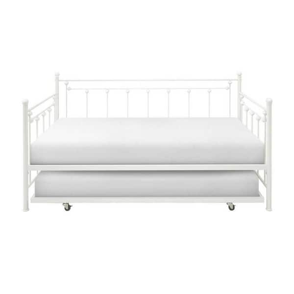 EVERGLADE HOME Roland White Twin Metal Daybed with Trundle