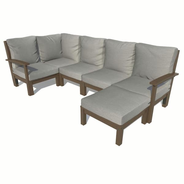 Highwood Bespoke Deep Seating 6-Piece Plastic Outdoor Sectional Set with Ottoman and with Cushions
