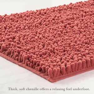 Astor Chenille 20 in. x 34 in. Red Polyester Non-Slip Rectangle Bath Mat
