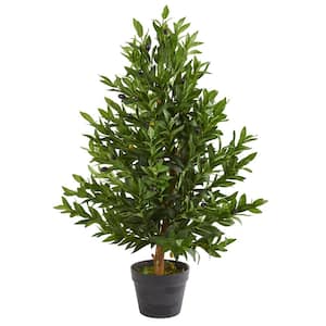 35 in. Indoor/Outdoor Olive Cone Topiary Artificial Tree