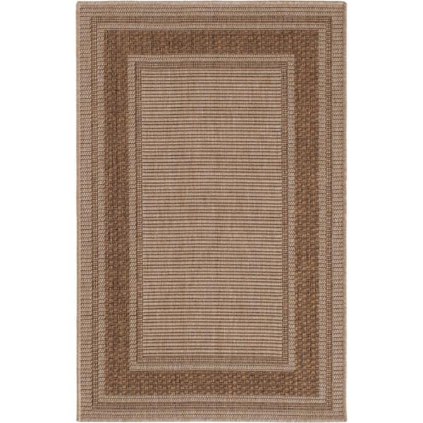 TrafficMaster Brown Border 2 ft. 7 in. x 4 ft. Accent Rug