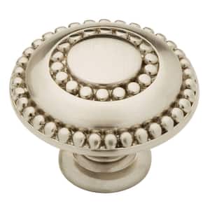 Double Beaded 1-3/8 in. (35mm) Satin Nickel Round Cabinet Knob