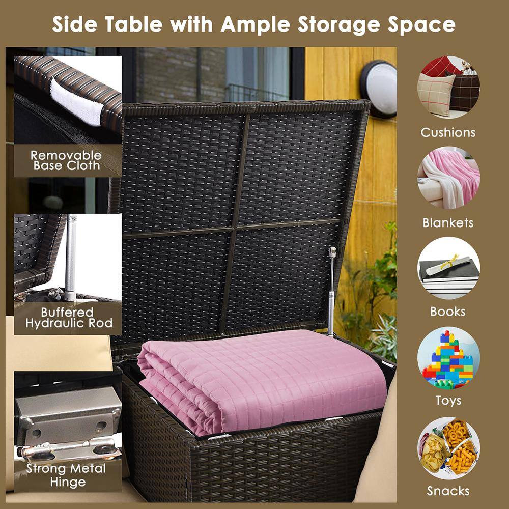 Brown 4-Piece Rattan Wicker Outdoor Patio Set with Cushions