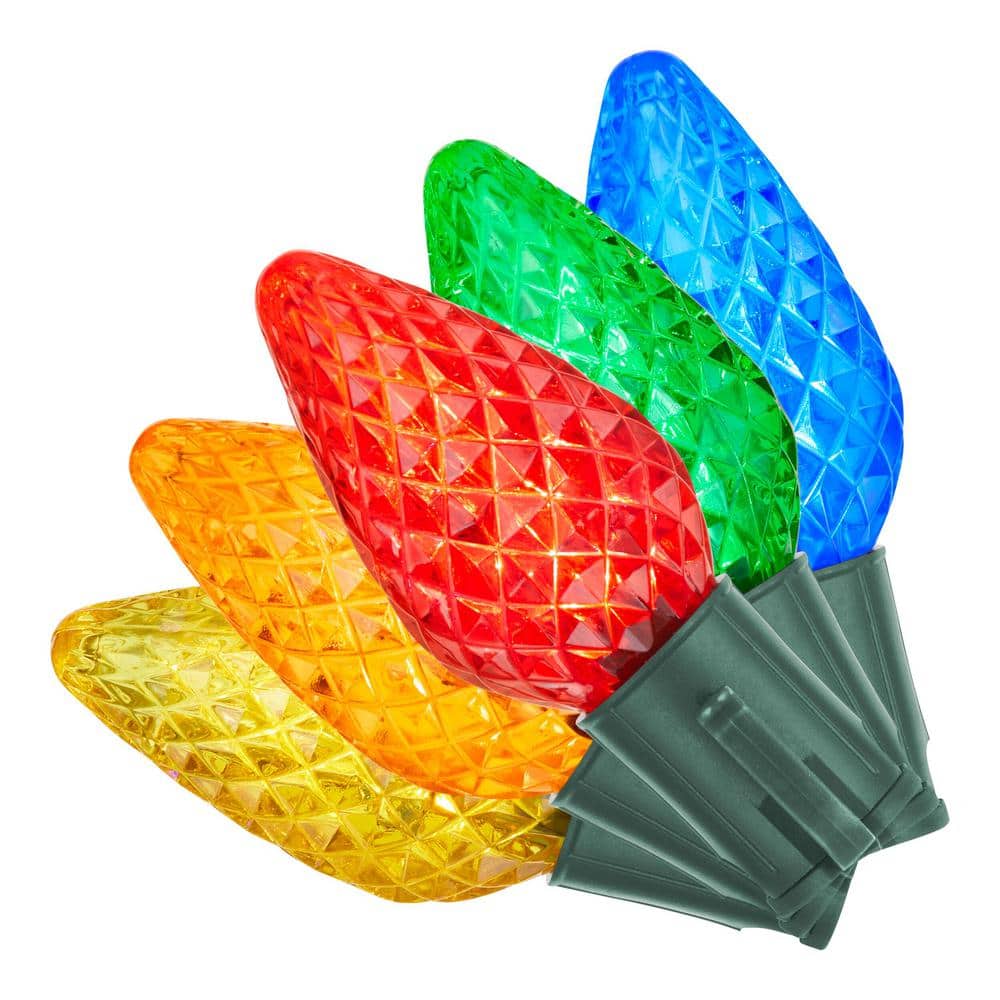 Home Accents Holiday 25Count Faceted C9 LED Multicolor Super Bright Constant On Christmas