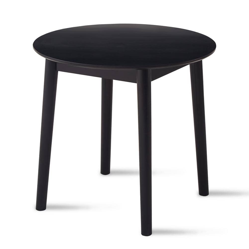 Black Wood 31.5 in. Round Coffee Table for 2-4 People, Dining Table Side Ta