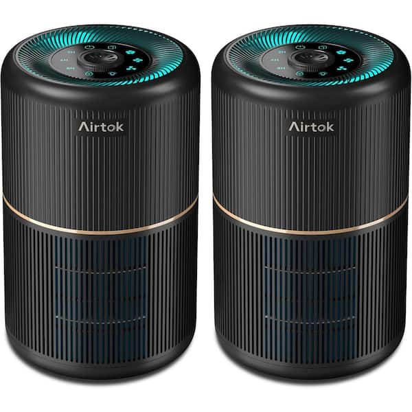 376 Sq. Ft. HEPA Filter Air Purifier for Home Bedroom with 12 Fragrance Sponge, 4 Stage Filtration in Black - (2-Pack)