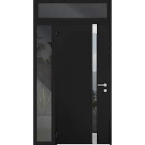 6777 44 in. x 96 in. Left Hand/Outswing Tinted Glass Black Enamel Steel Prehung Front Door with Hardware