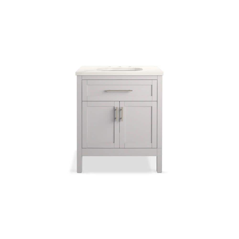 Hadron 31" Atmos Gray Mahogany Bathroom Vanity with Quartz Top