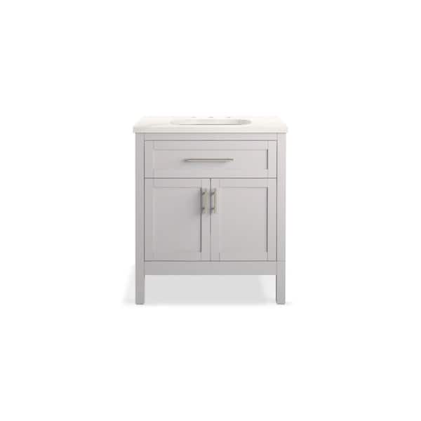 KOHLER Hadron 30.75in. Single Sink Freestanding Atmos Grey Bath Vanity with White Quartz Top Assembled
