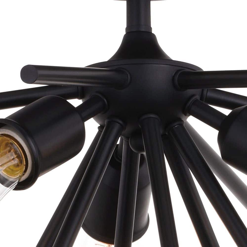 Matte Black Sputnik Semi-Flush Mount with Edison Filament Bulbs