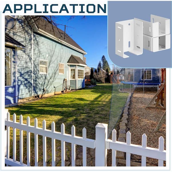 Aluminum Fence Bracket with Screws for Vinyl Fencing Panel and Connection Deck Rail Kit in White (16 Pieces)