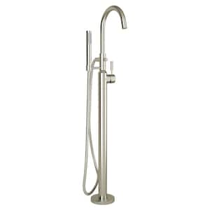 Cadet Single-Handle Freestanding Roman Tub Faucet with Hand Shower in Brushed Nickel