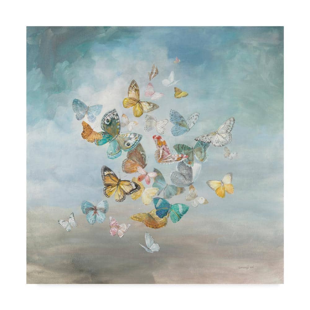 Danshui Nai 'Beautiful Butterflies' Canvas Unframed Photography Wall Art 24 in. x 24 in price history on PriceWatchPro