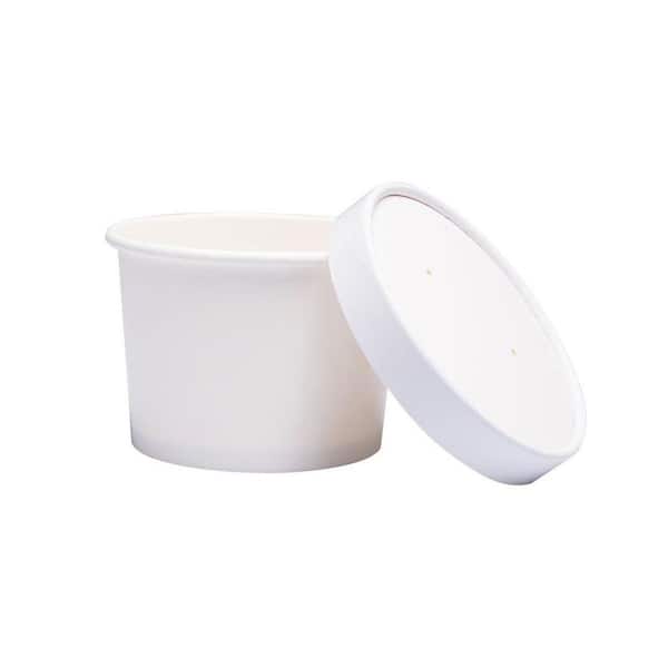 3.8 in. White Disposable Paper Cup Takeout Food Container Medium Hot Cold Dessert 50 Per Case