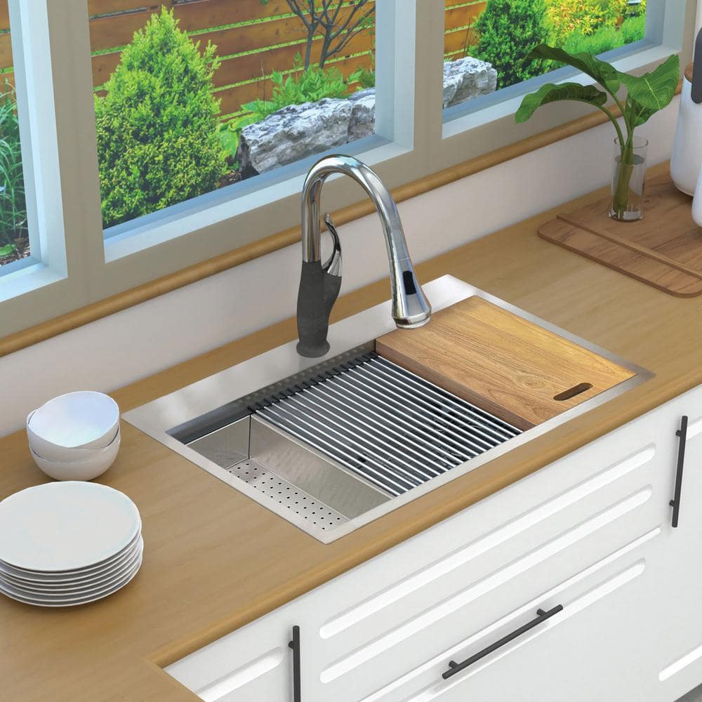 33-Inch Brushed Stainless Steel Kitchen Workstation Sink