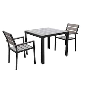 Gallant Charcoal Gray 3-Piece Sun Bleached High Density Polyethylene and Aluminum Outdoor Dining Set