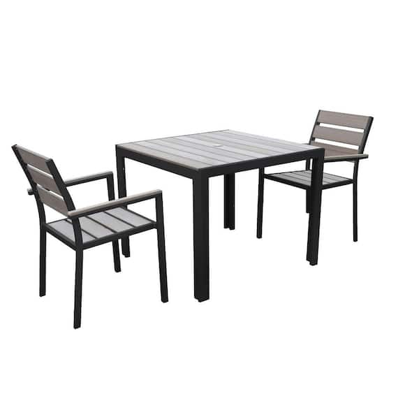 CorLiving Gallant Charcoal Gray 3-Piece Sun Bleached High Density Polyethylene and Aluminum Outdoor Dining Set