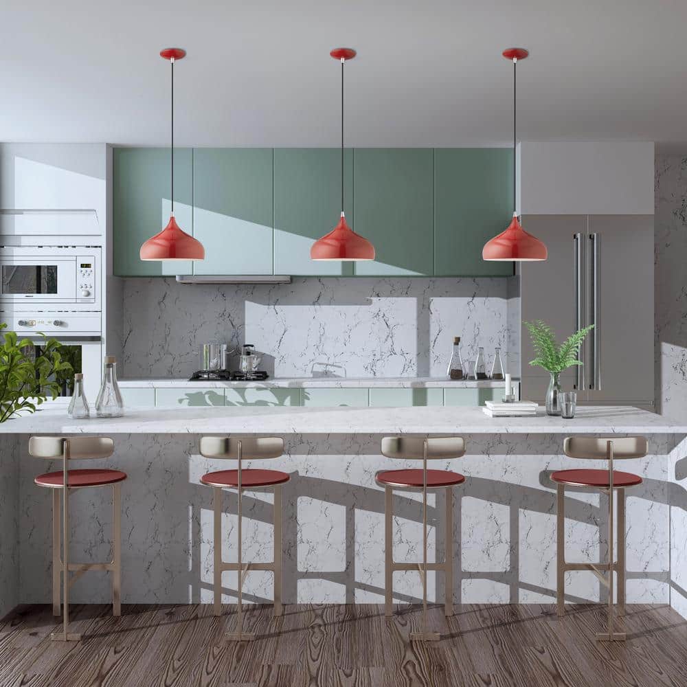 Shiny Red Aluminum Mini Pendant Light for Indoor/Outdoor