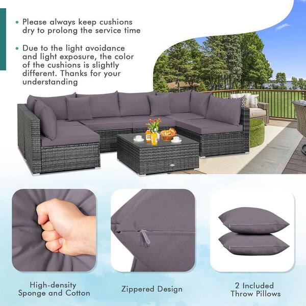 Small grey rattan online corner sofa