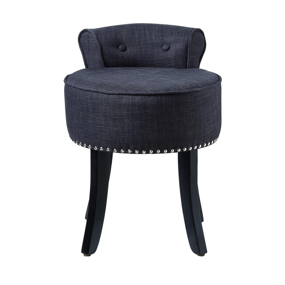 Inspired Home Margot Nailhead Trim Rolled Back Dark Grey Linen Vanity ...