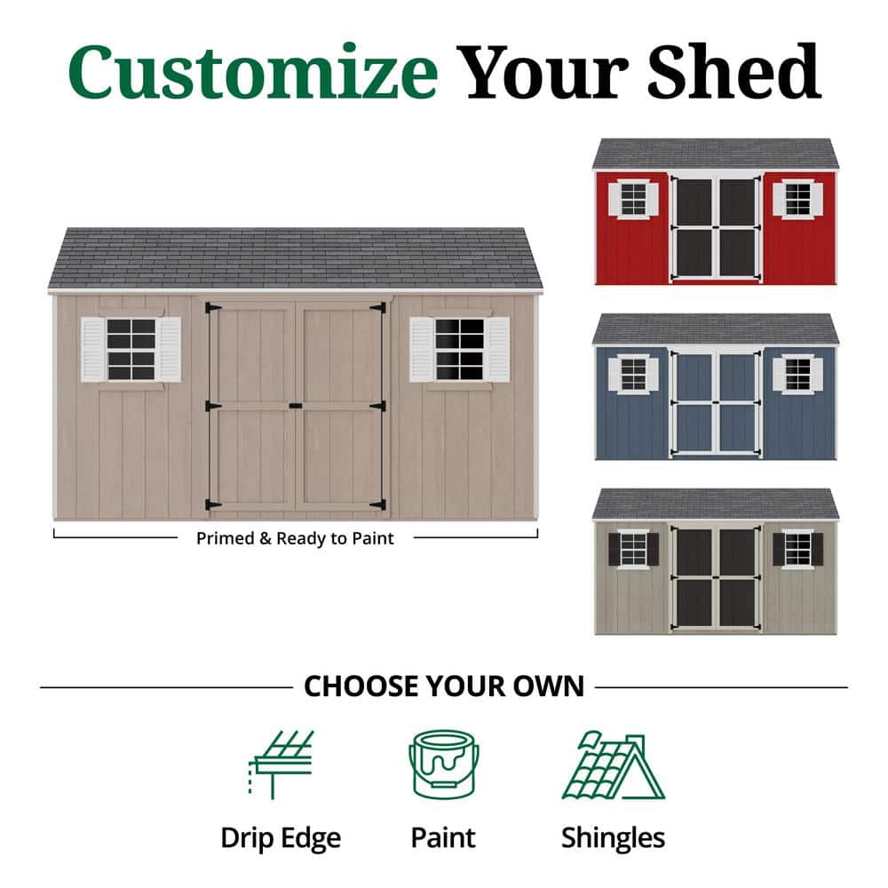 10x14 Dark Gray Wood Gable Storage Shed with Windows and Floor