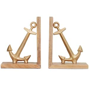 Gold Aluminum Anchor Bookends (Set of 2)