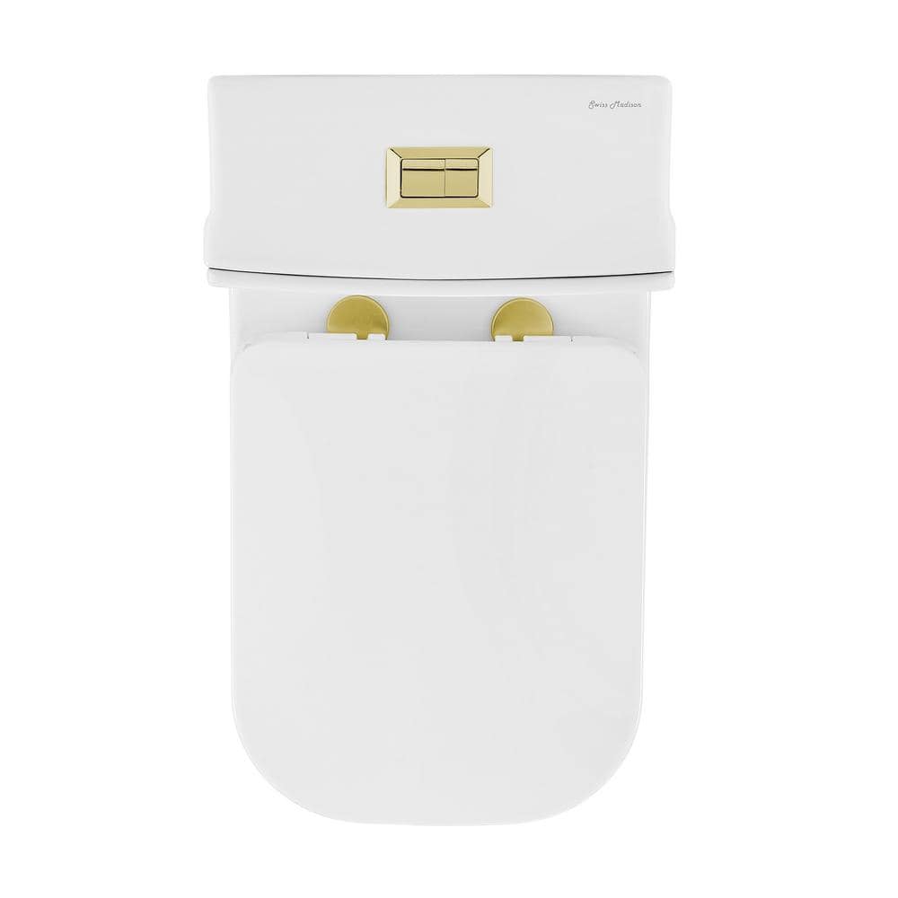 Concorde White One Piece Dual Flush Toilet with Brushed Gold Hardware