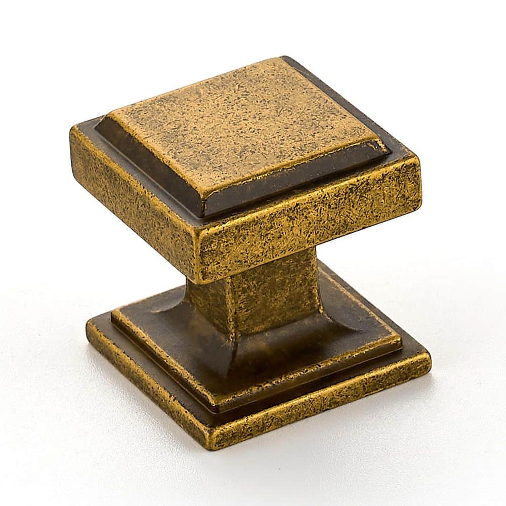 30-Piece Square Cabinet Knobs, 1 in. Single‑Hole Zinc Alloy Drawer Knobs, Big Base with Screws Included, Antique Brass price history on PriceWatchPro
