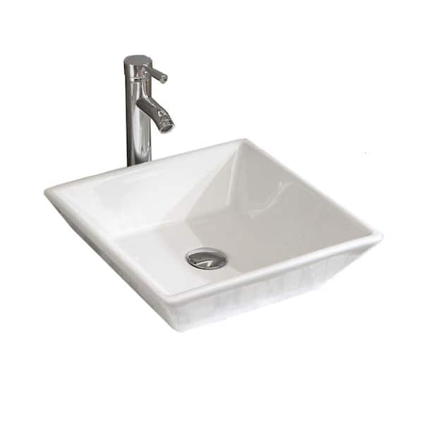Aoibox 16.5 in. Square Bathroom Vanity Vessel Sink White Porcelain Ceramic Counter Bowl for Bathroom MDF Soft-Closing Hinges