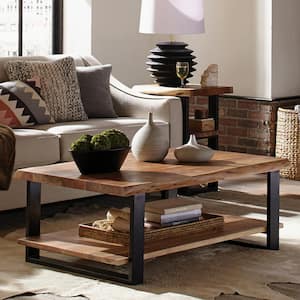 Alpine 48 in. Natural Rectangle Wood Top Coffee Table with Live Edge